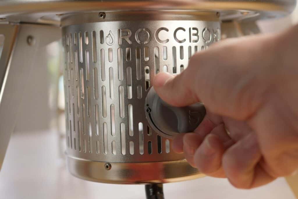 Gozney Roccbox Pizza Oven Burner Knob Hand Turning On